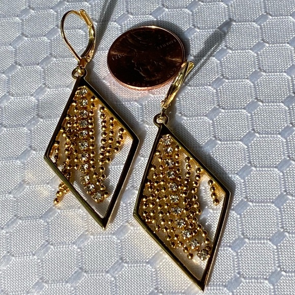 Joan Rivers Vintage Geometry Rhinestone Fringe Leverback Earrings - Picture 9 of 15